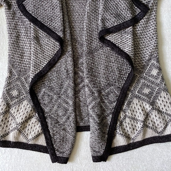 Knox Rose Open Front Waterfall Cardigan Womans Size Large Black & Cream Longline - Picture 5 of 12